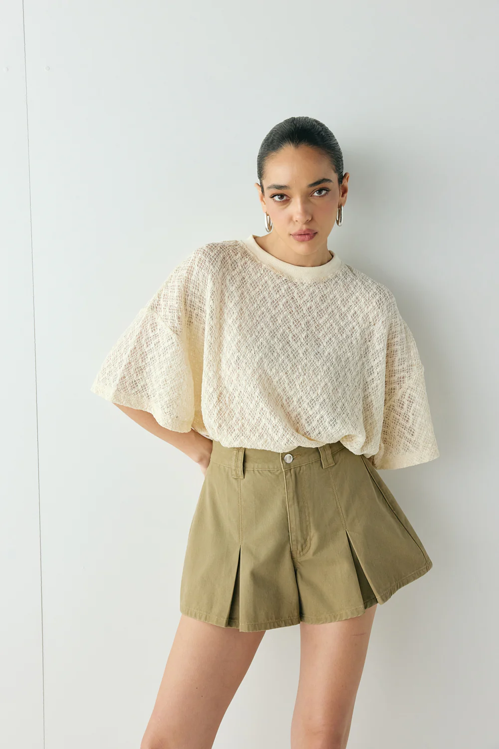 Abigail Denim Shorts Khaki
