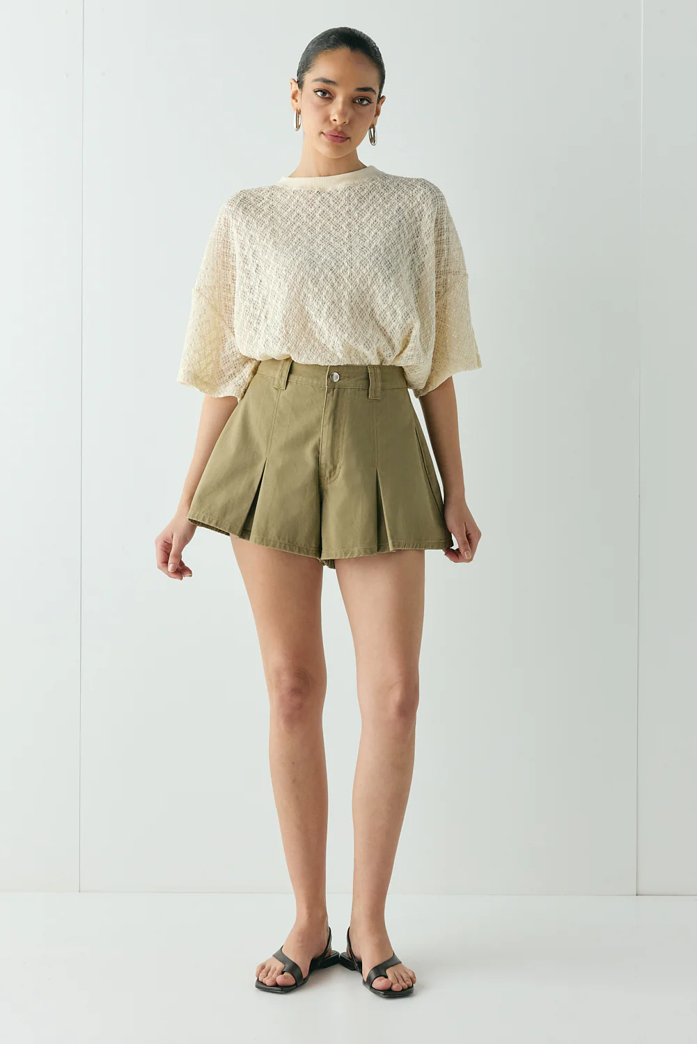 Abigail Denim Shorts Khaki - Image 3