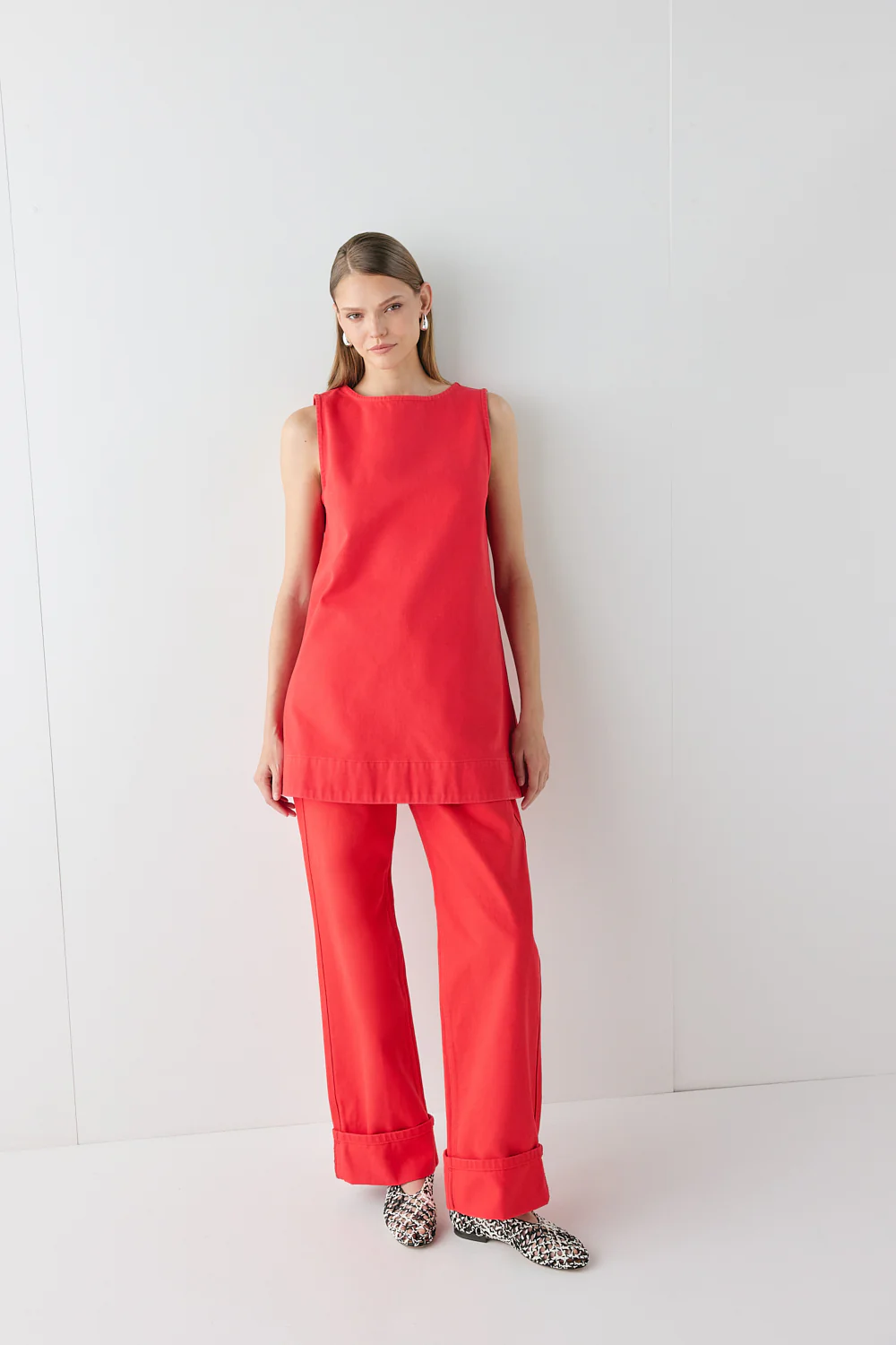 Aftersun Denim Mini Dress Red - Image 2