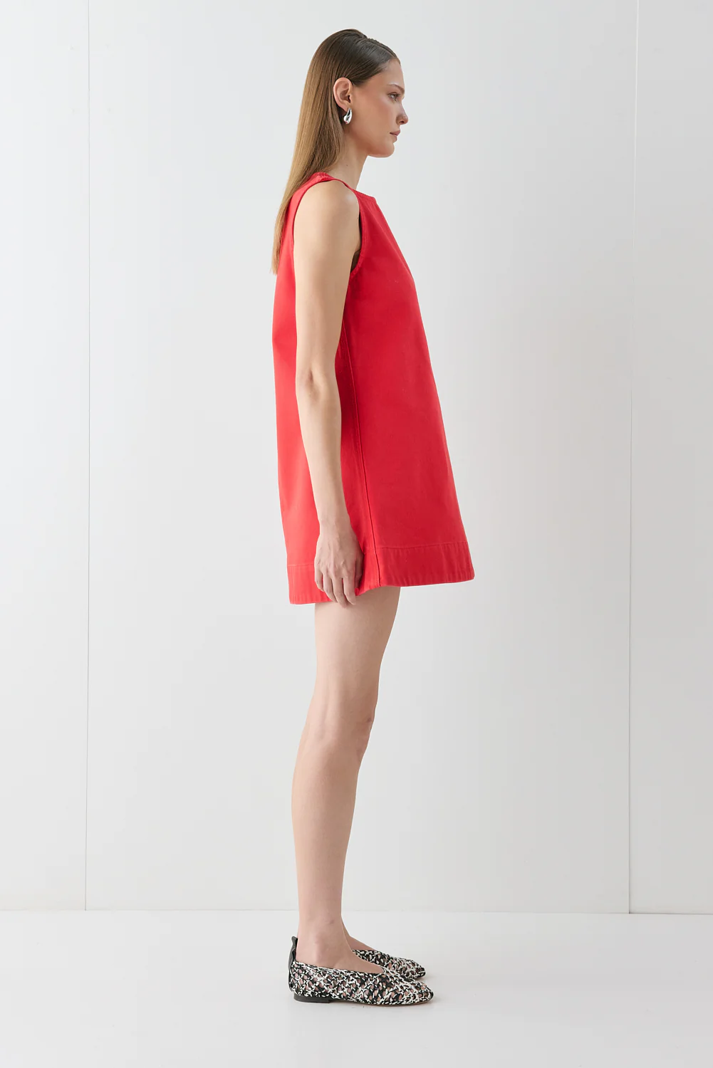 Aftersun Denim Mini Dress Red - Image 4