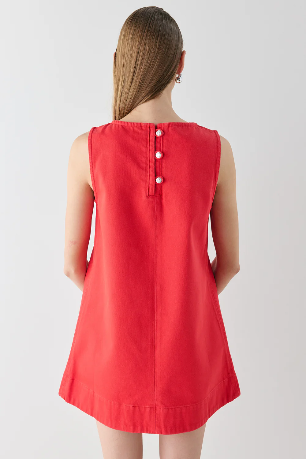 Aftersun Denim Mini Dress Red - Image 5