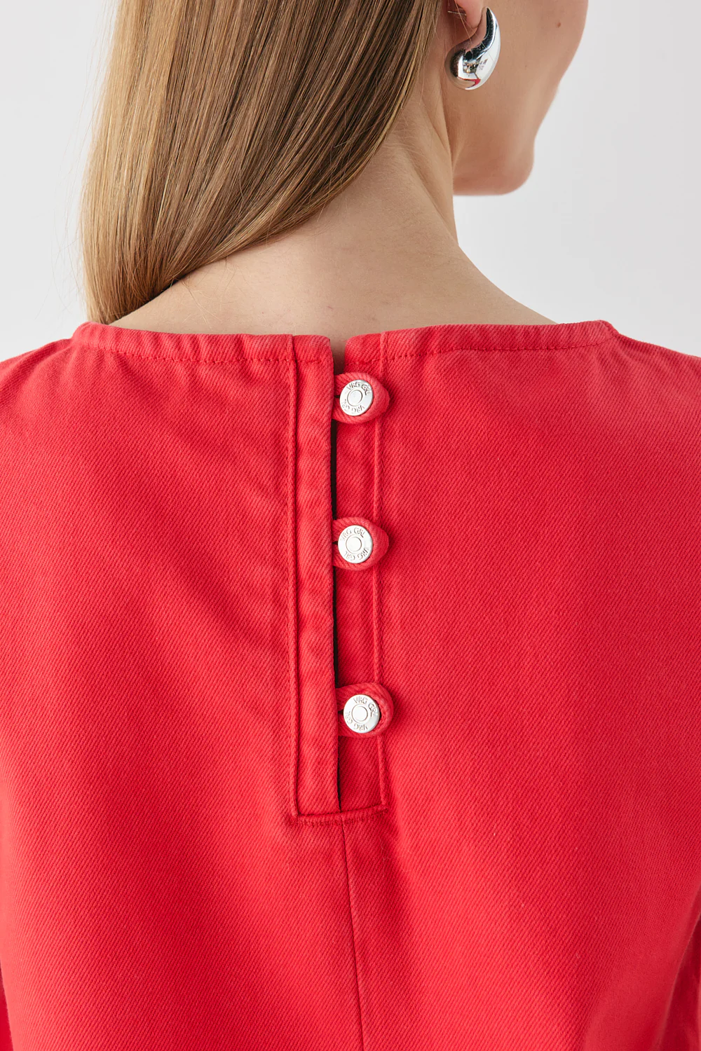 Aftersun Denim Mini Dress Red - Image 6