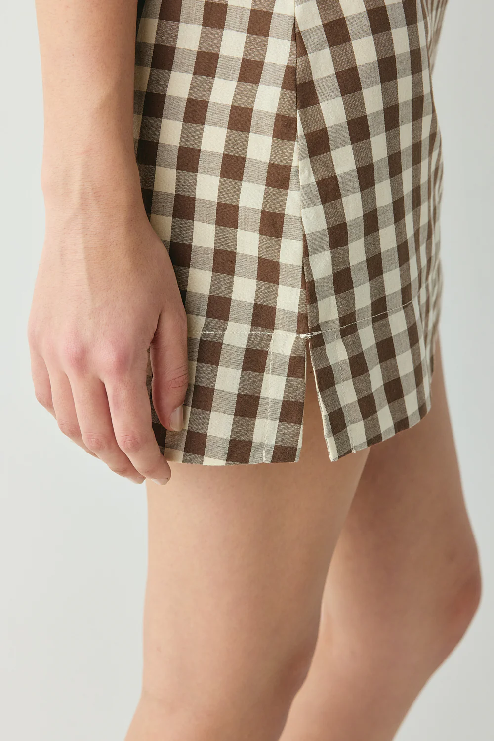 Aftersun Mini Dress Brown Check - Image 3