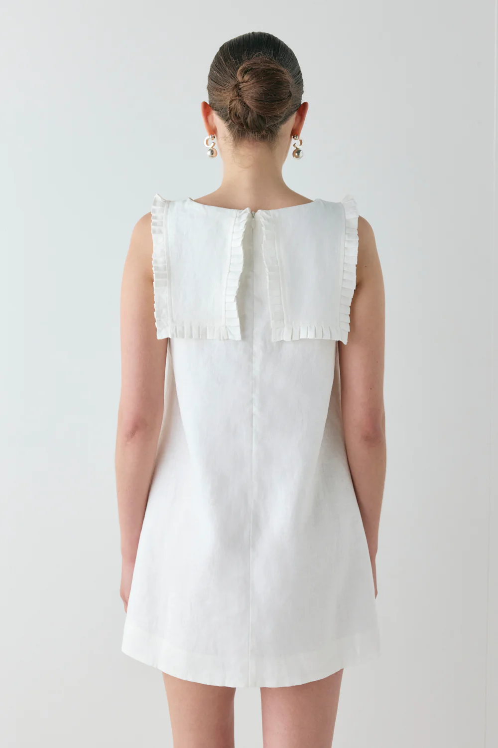 Agnes Linen Mini Dress White - Image 6