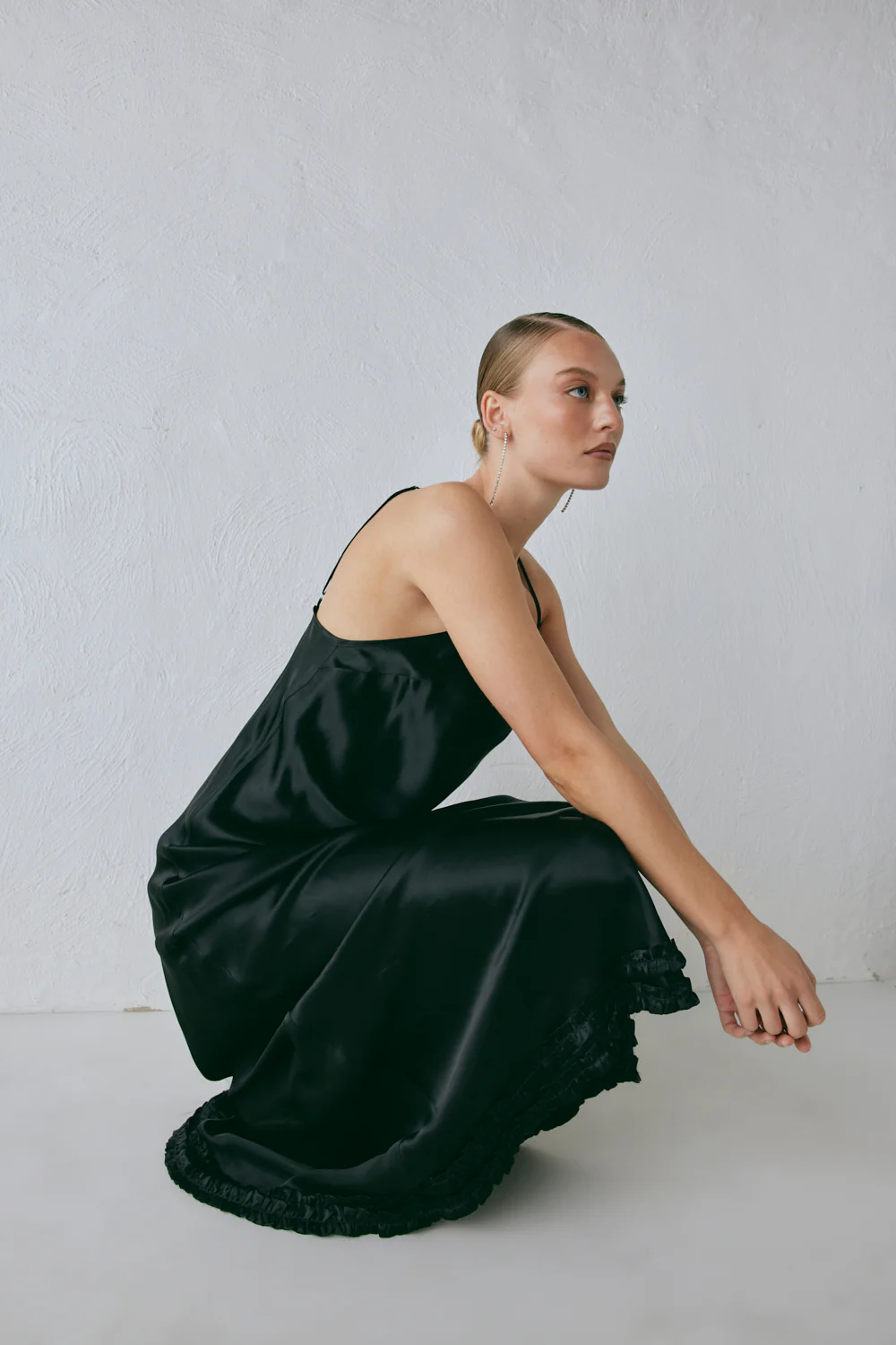 Alber Satin Maxi Dress Black - Image 2