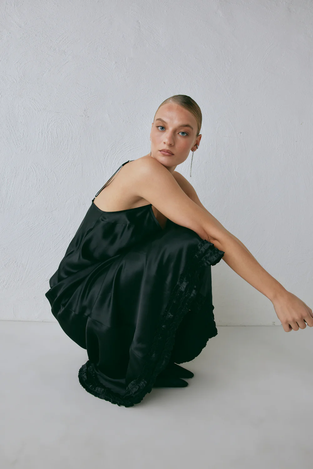 Alber Satin Maxi Dress Black - Image 5