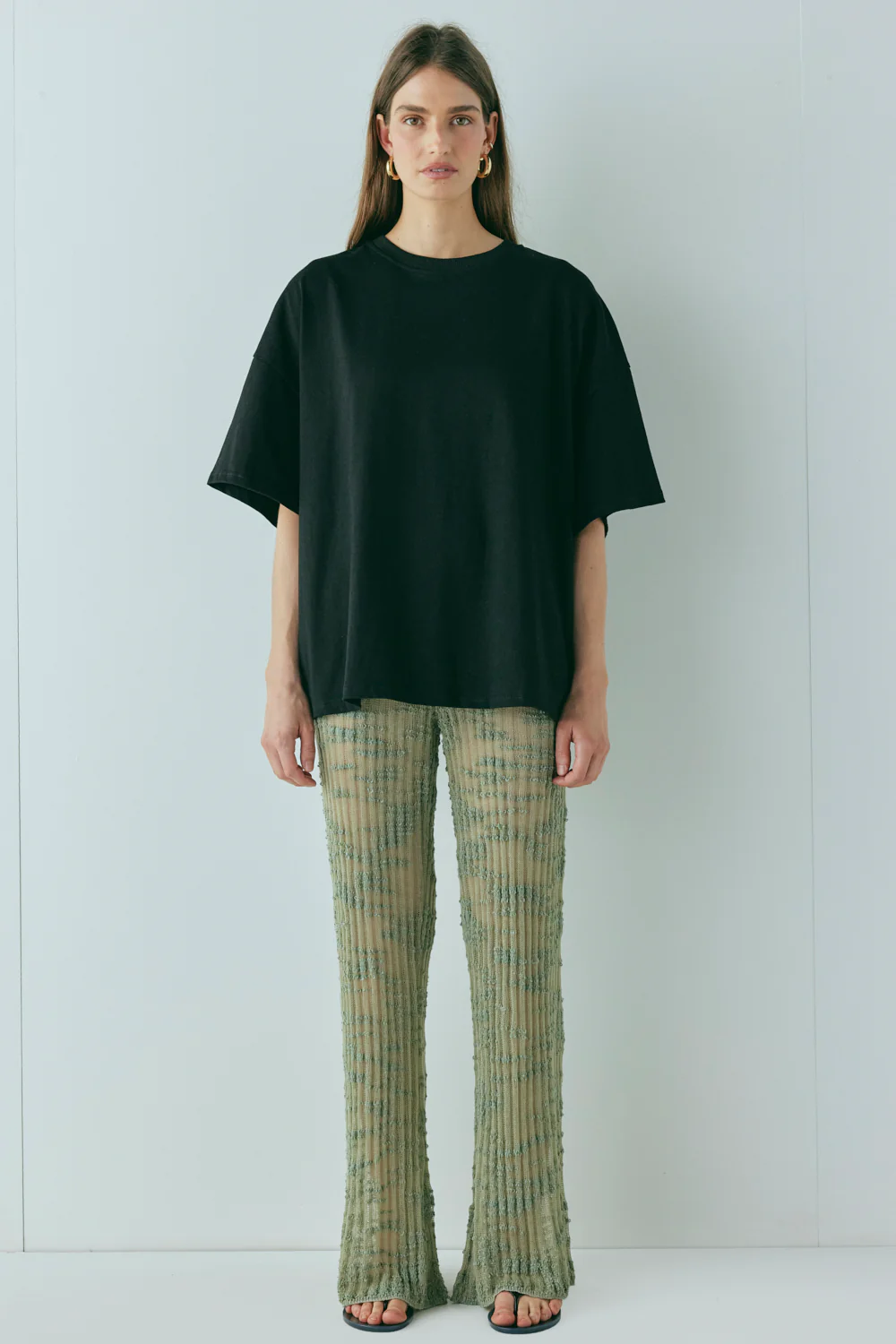 Aliya Knit Flare Pants Khaki - Image 6