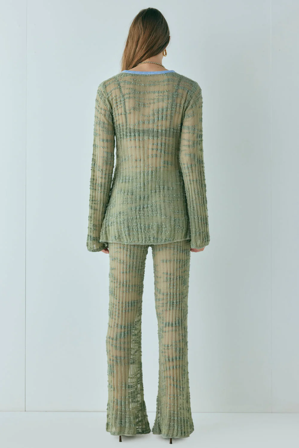 Aliya Knit Flare Pants Khaki - Image 7