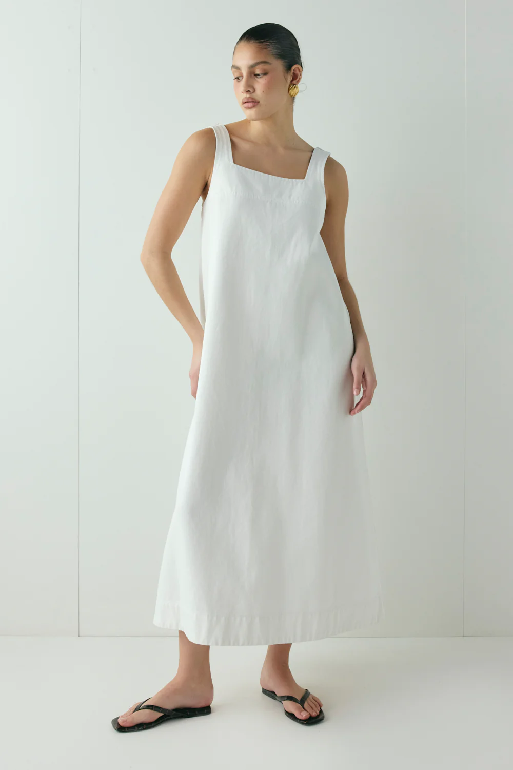 Amity Denim Midi Dress White