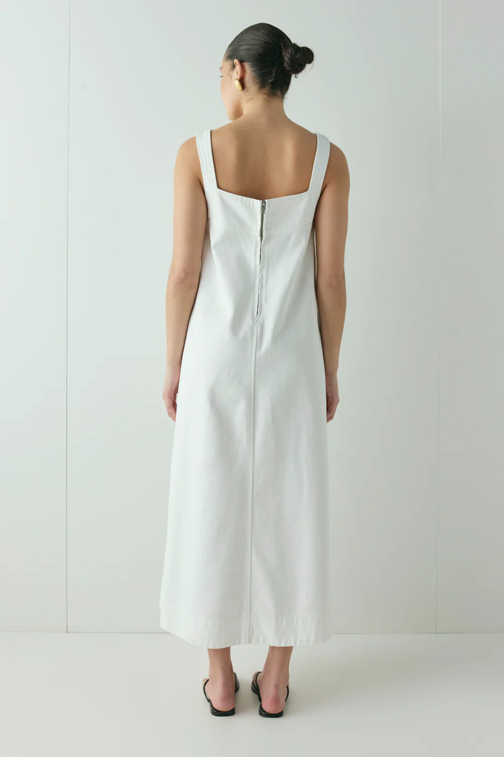 Amity Denim Midi Dress White - Image 6