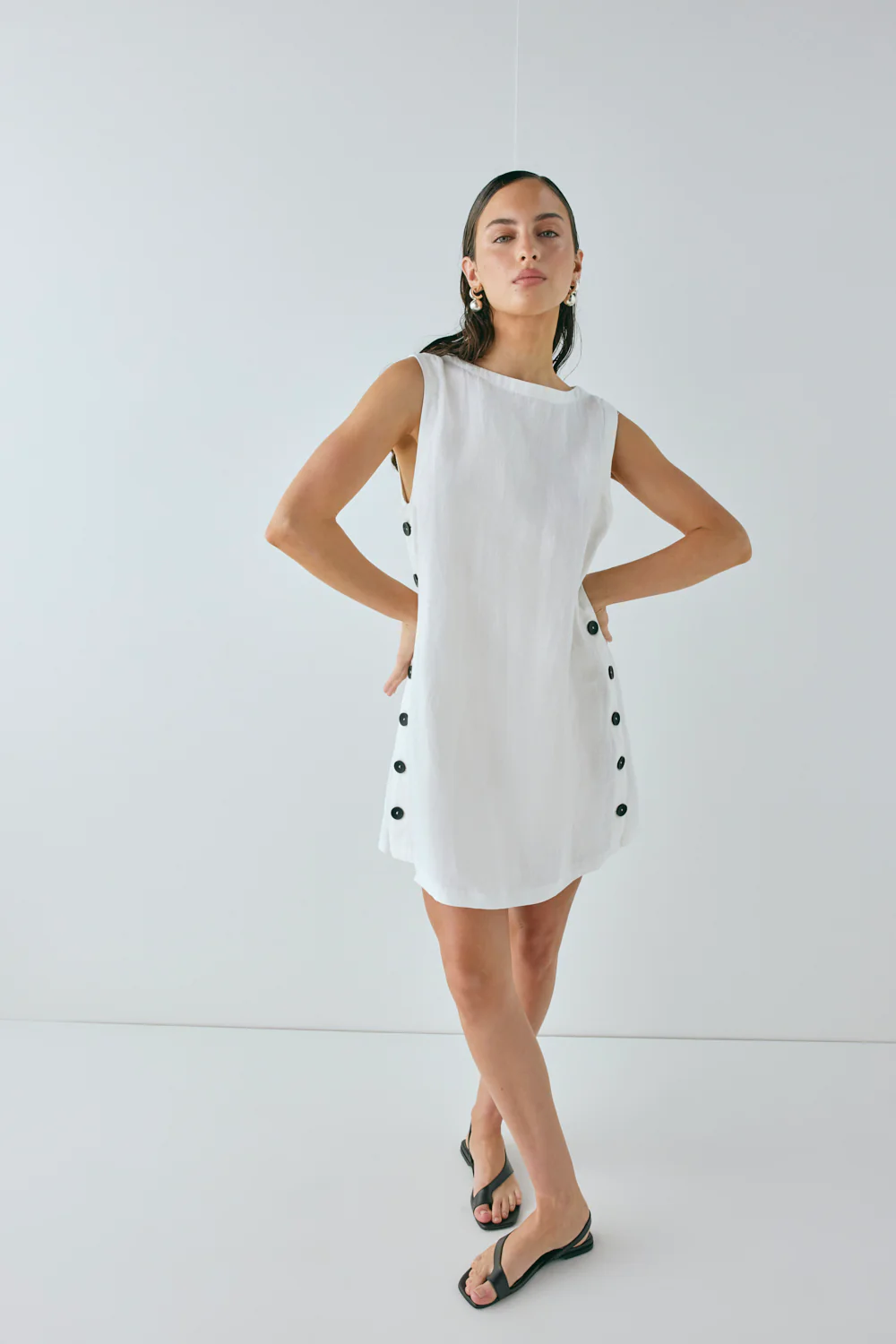 Annabelle Linen Mini Dress White
