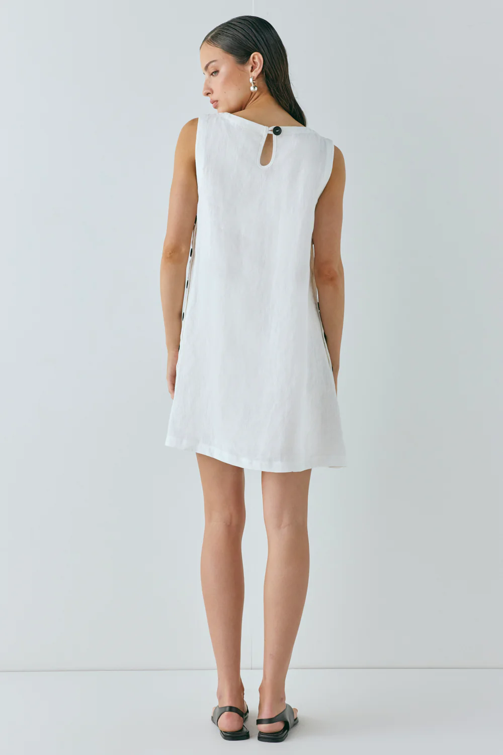 Annabelle Linen Mini Dress White - Image 10