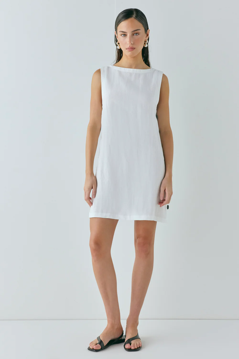 Annabelle Linen Mini Dress White - Image 4