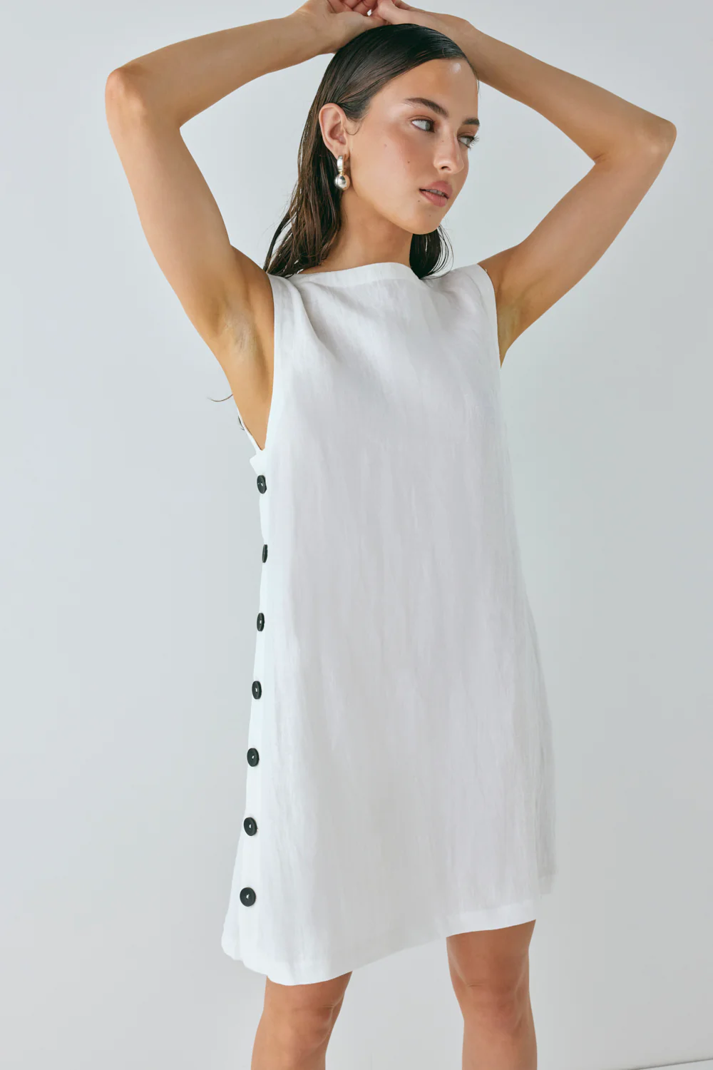 Annabelle Linen Mini Dress White - Image 6