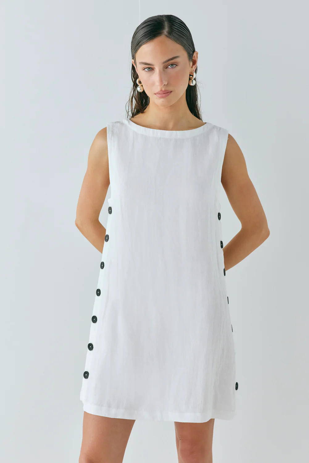 Annabelle Linen Mini Dress White - Image 7