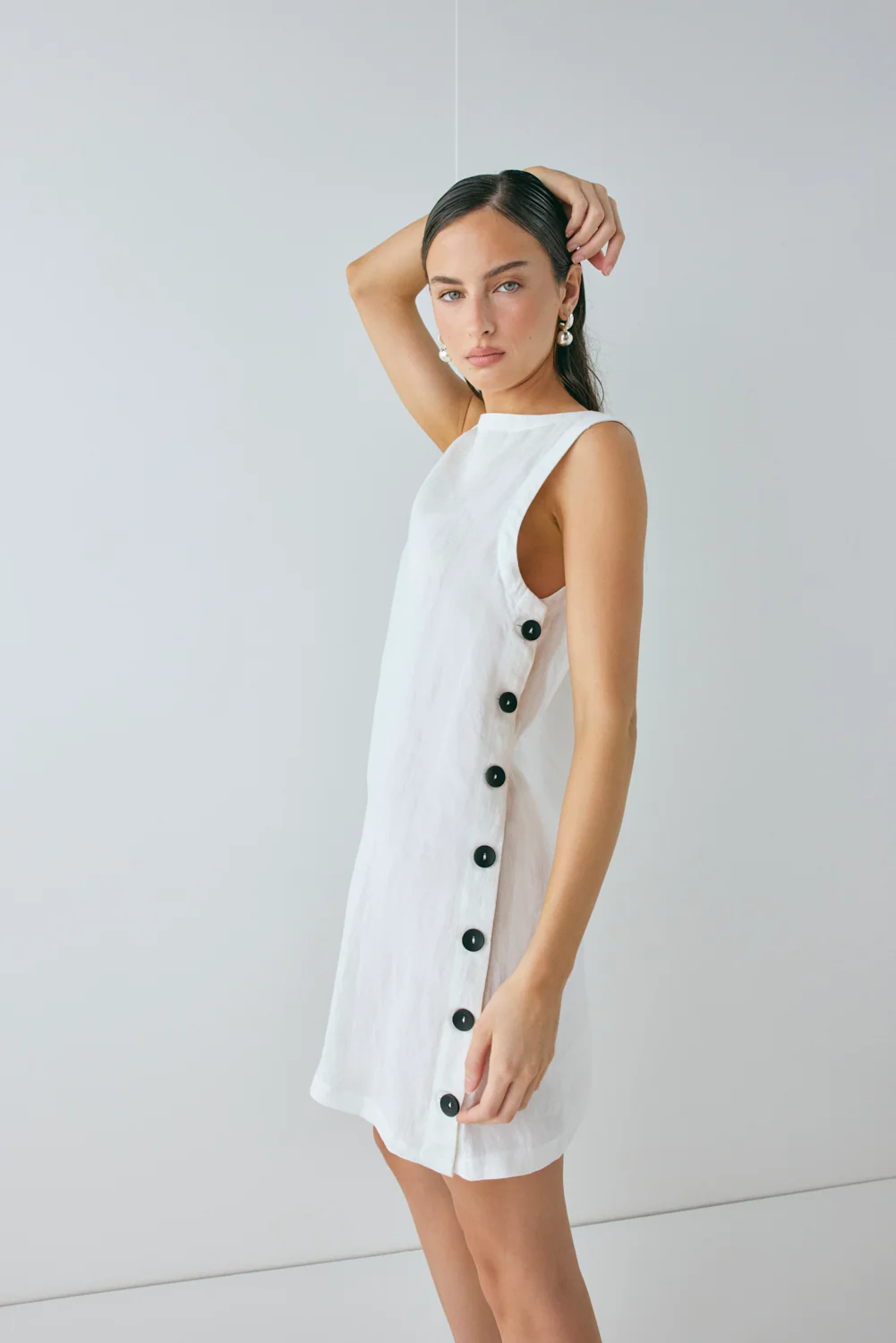 Annabelle Linen Mini Dress White - Image 8