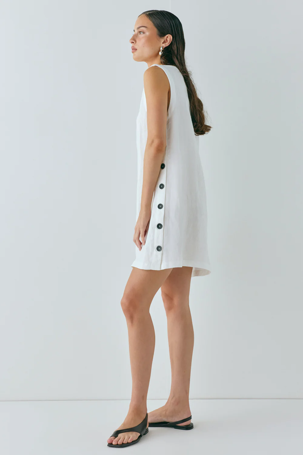 Annabelle Linen Mini Dress White - Image 9