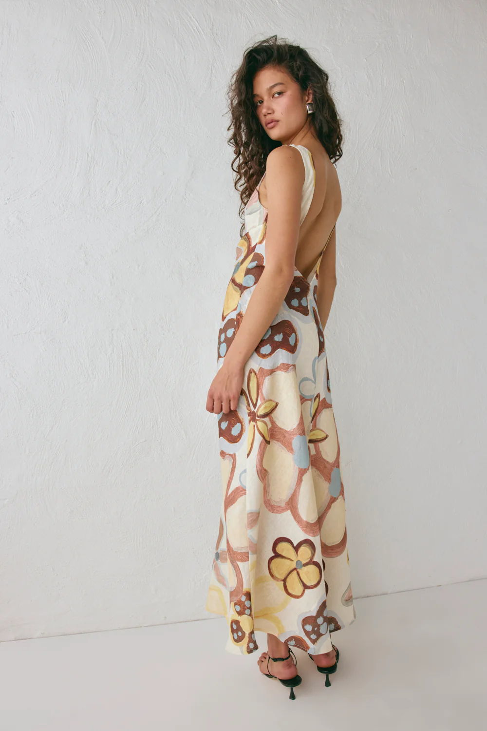 Art Of Bloom Linen Bias Cut Maxi Dress Flower - Image 2