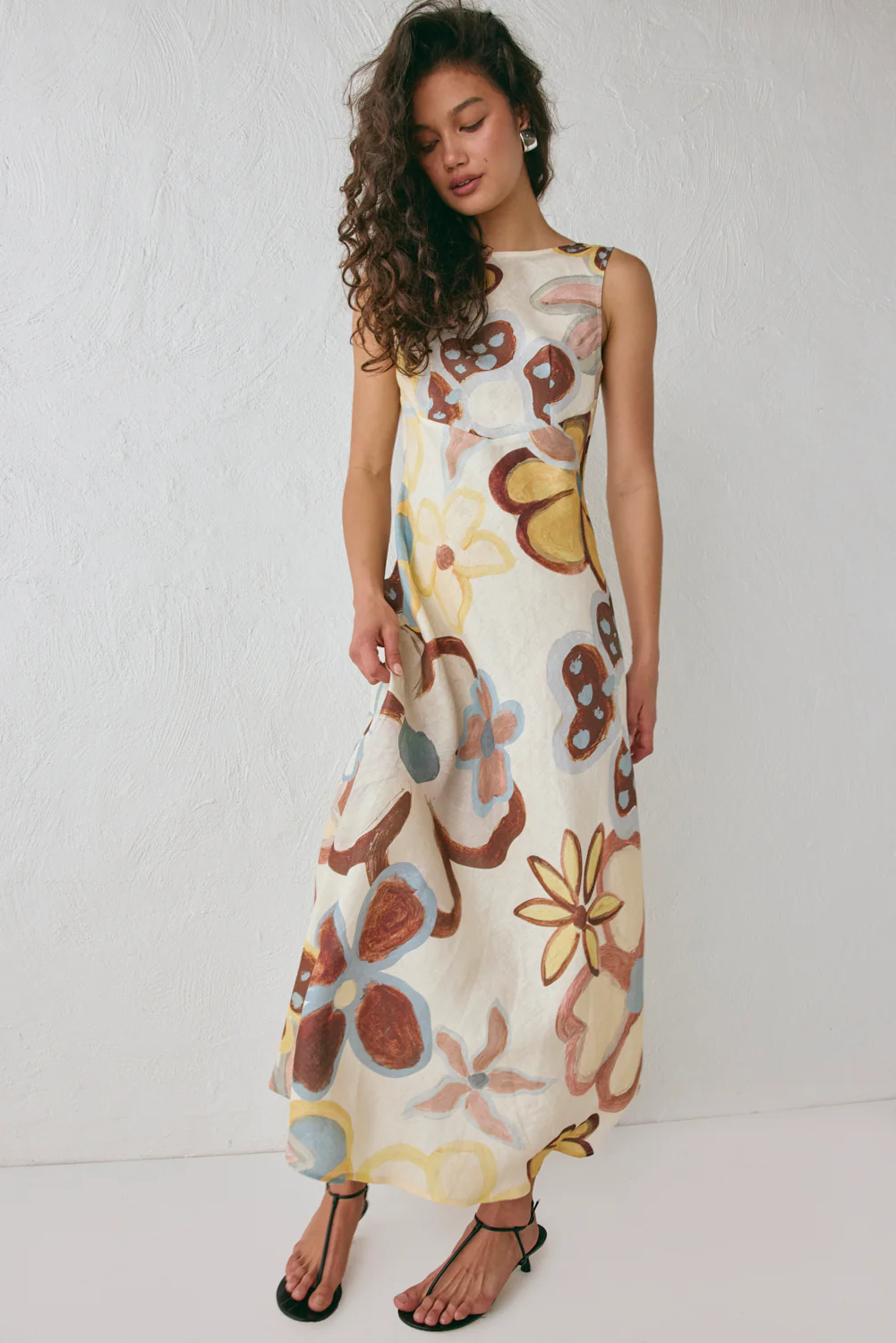 Art Of Bloom Linen Bias Cut Maxi Dress Flower - Image 3