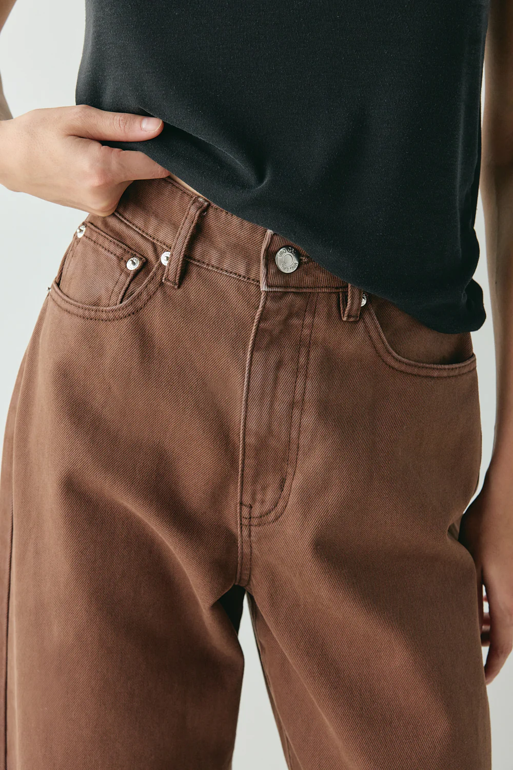 Aston High Rise Denim Jeans Chocolate - Image 2
