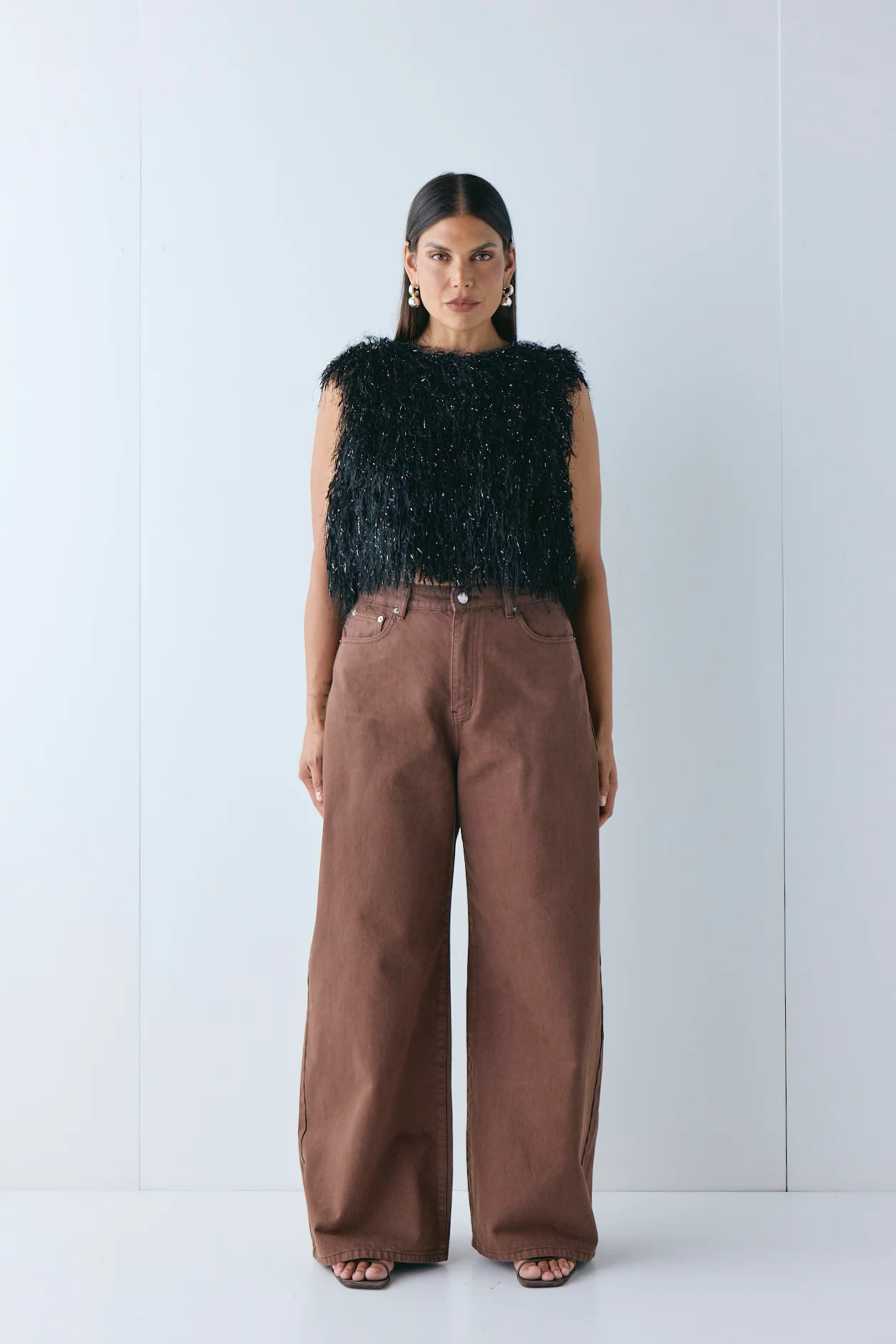 Aston High Rise Denim Jeans Chocolate - Image 3