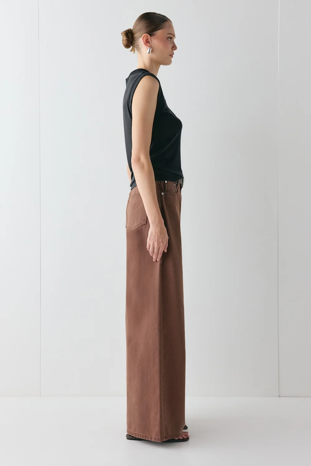 Aston High Rise Denim Jeans Chocolate - Image 6