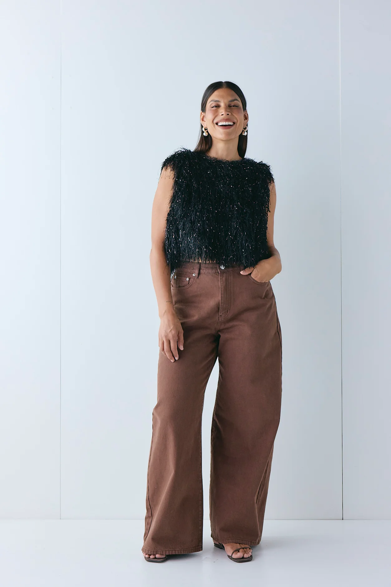 Aston High Rise Denim Jeans Chocolate - Image 7