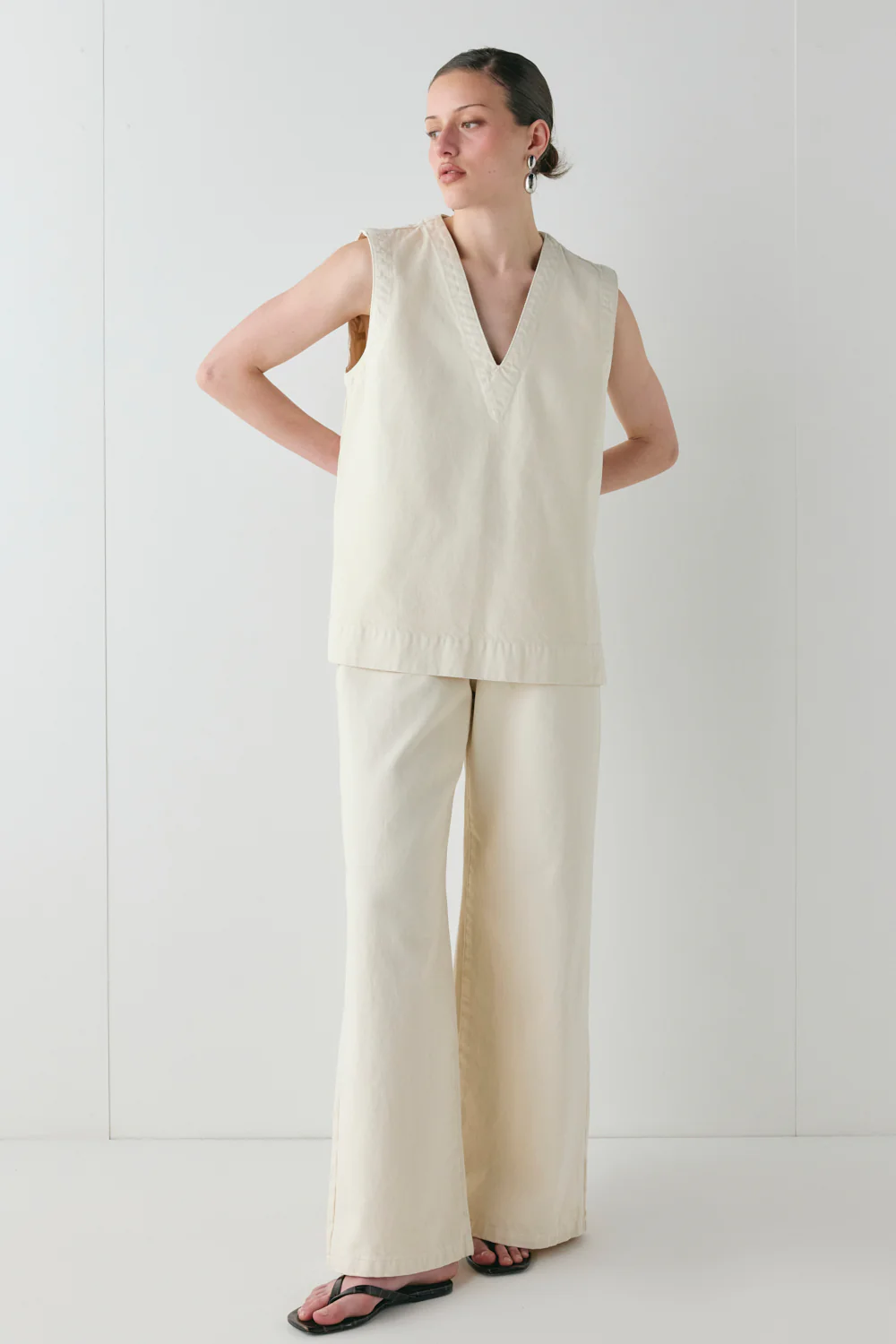 Aston High Rise Denim Jeans Cream - Image 3