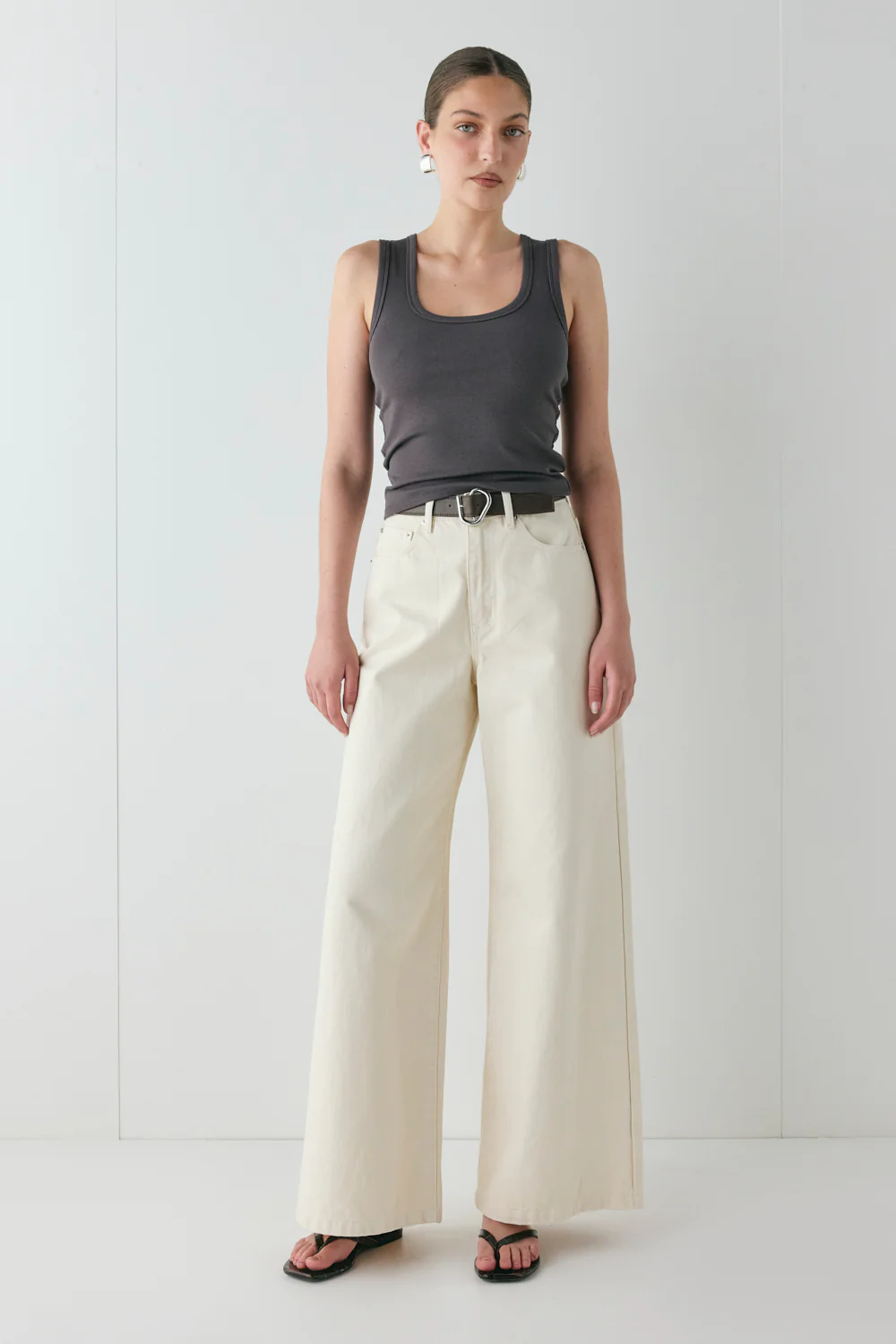 Aston High Rise Denim Jeans Cream - Image 4