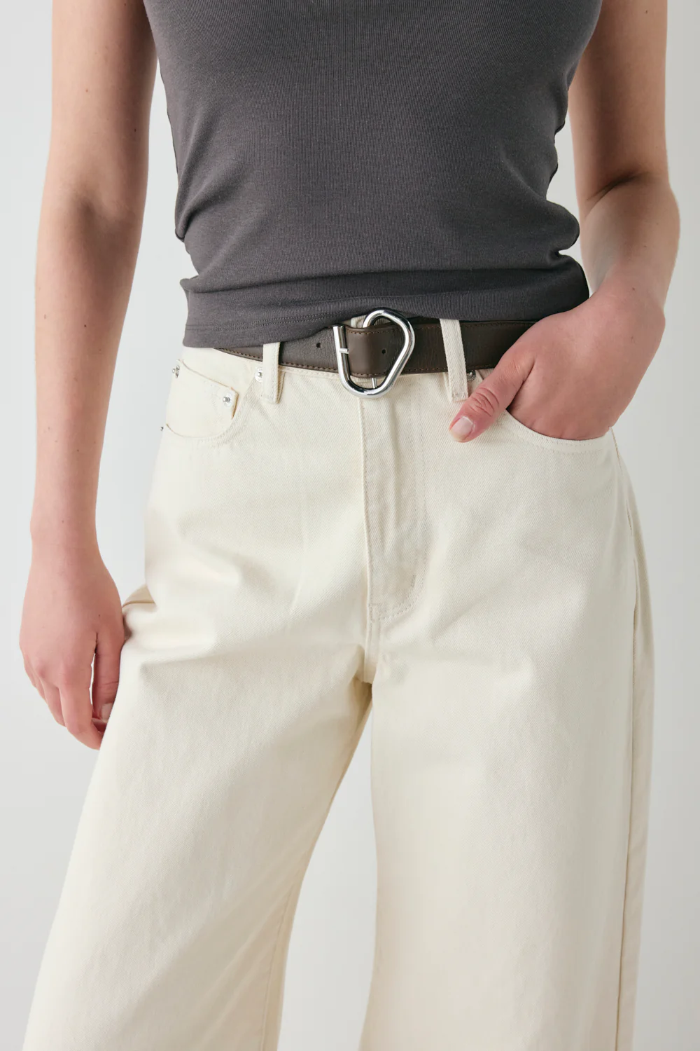 Aston High Rise Denim Jeans Cream - Image 5