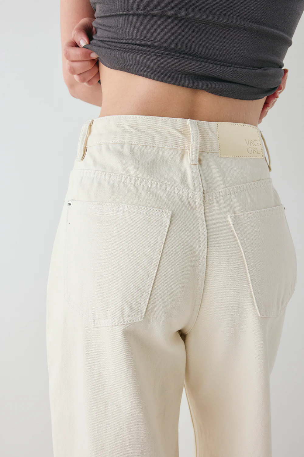 Aston High Rise Denim Jeans Cream - Image 6