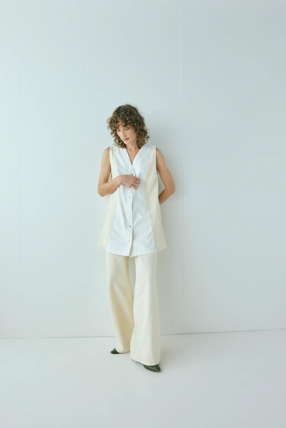 Aston Denim Mini Dress Cream - Image 4