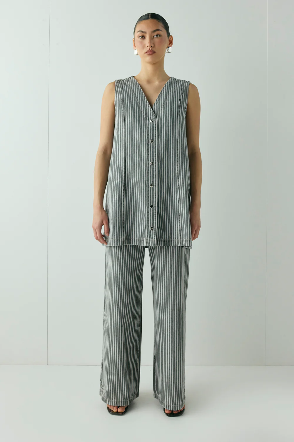 Aston Denim Mini Dress Stripe - Image 2