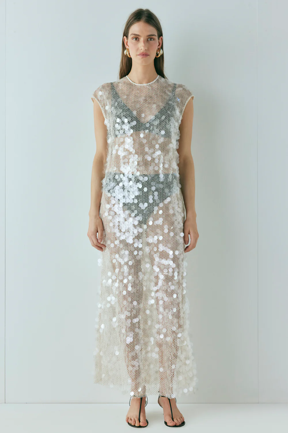 Astrid Sequin Maxi Dress Cream - Image 4