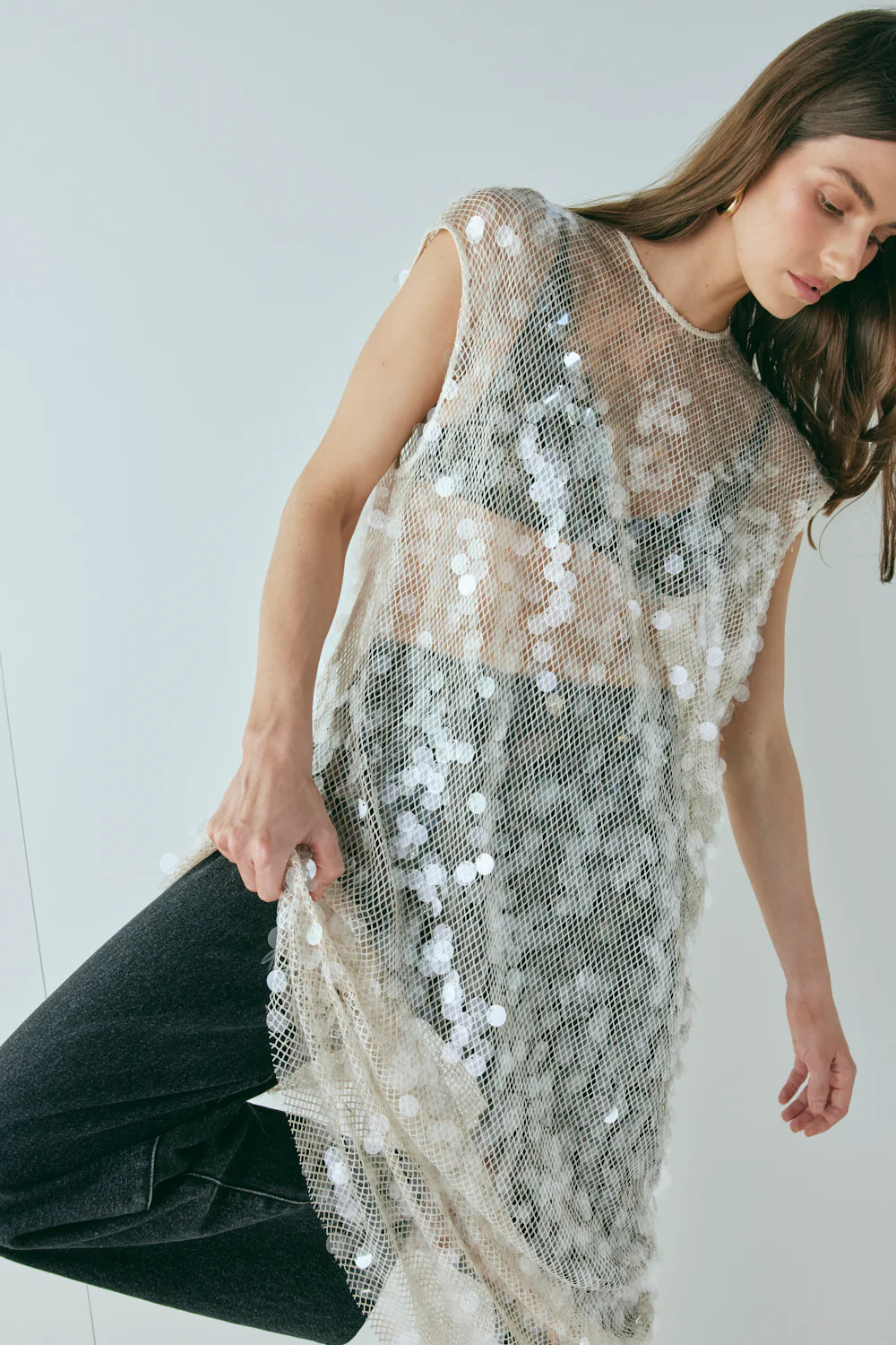 Astrid Sequin Maxi Dress Cream - Image 7