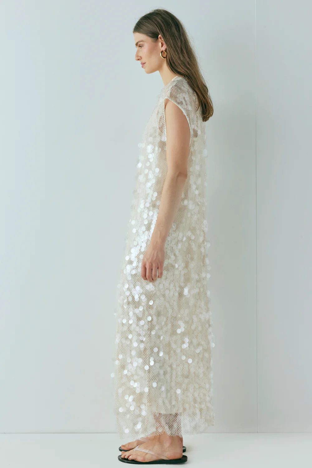 Astrid Sequin Maxi Dress Cream - Image 8