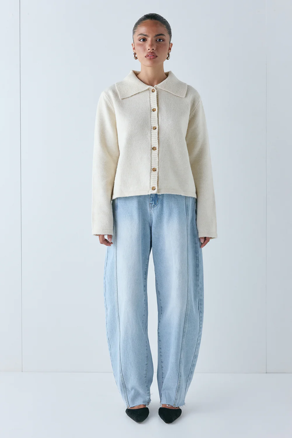 Avery Knit Cardigan Cream - Image 2