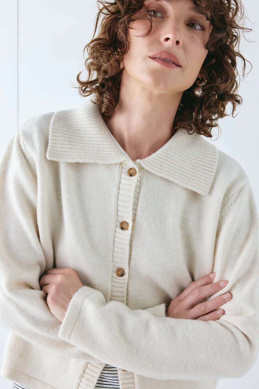 Avery Knit Cardigan Cream - Image 3