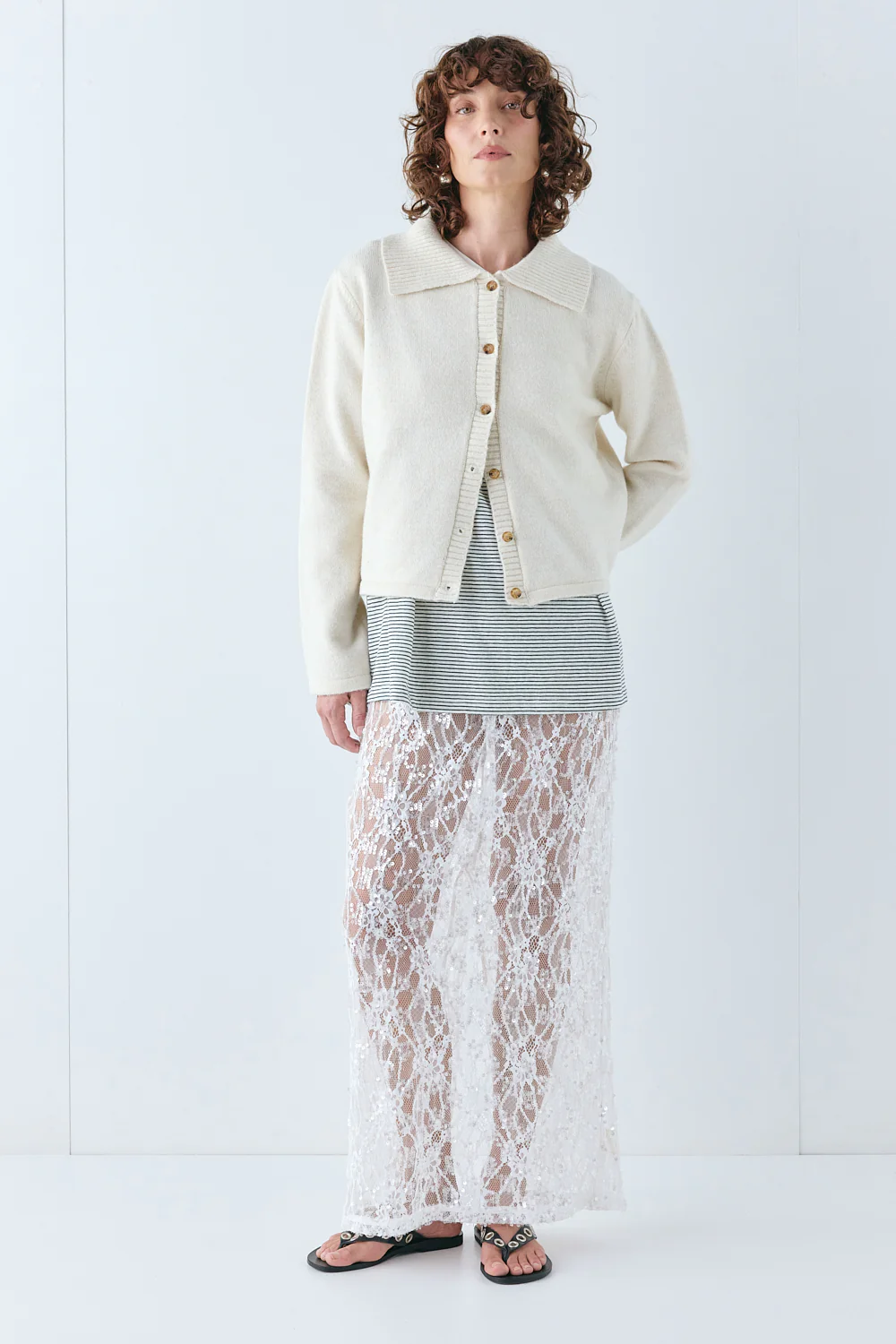 Avery Knit Cardigan Cream - Image 4