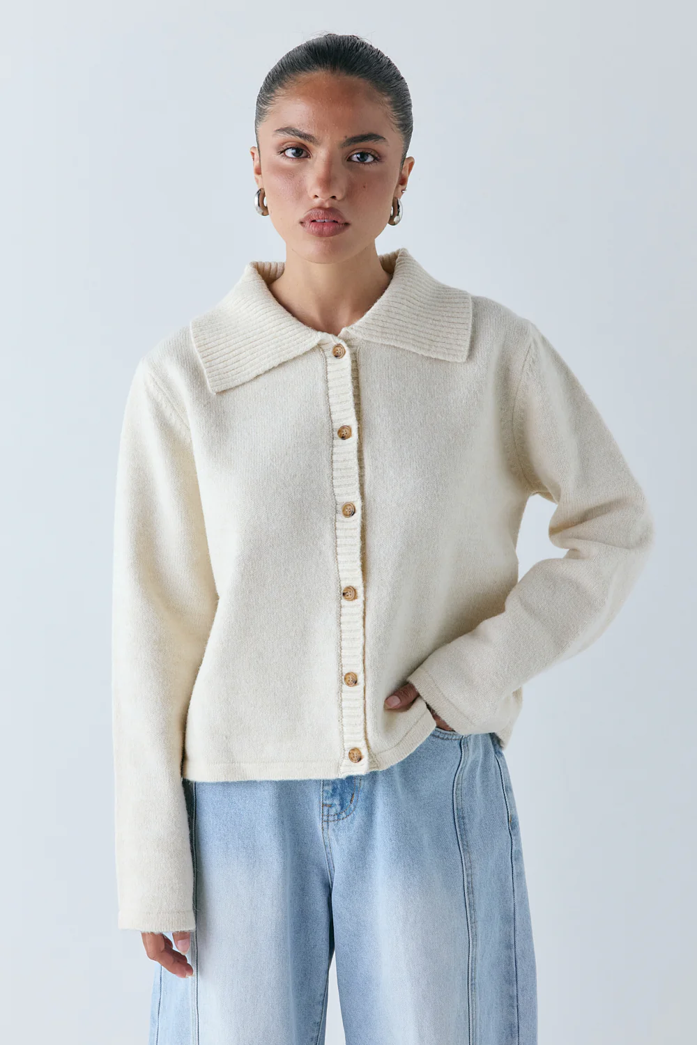Avery Knit Cardigan Cream - Image 5