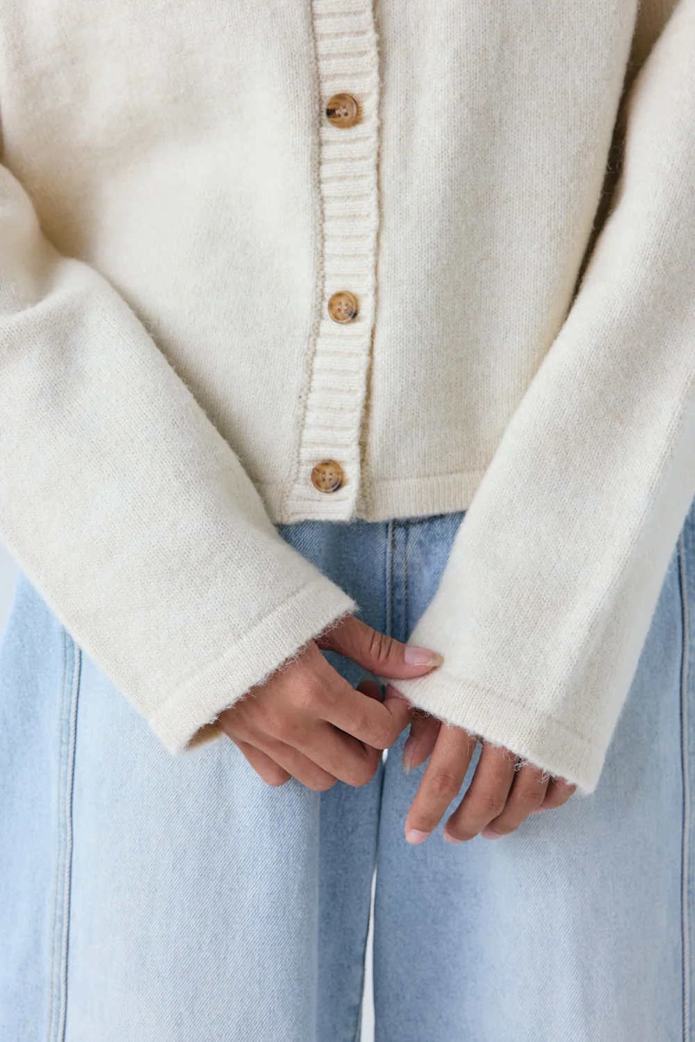 Avery Knit Cardigan Cream - Image 6