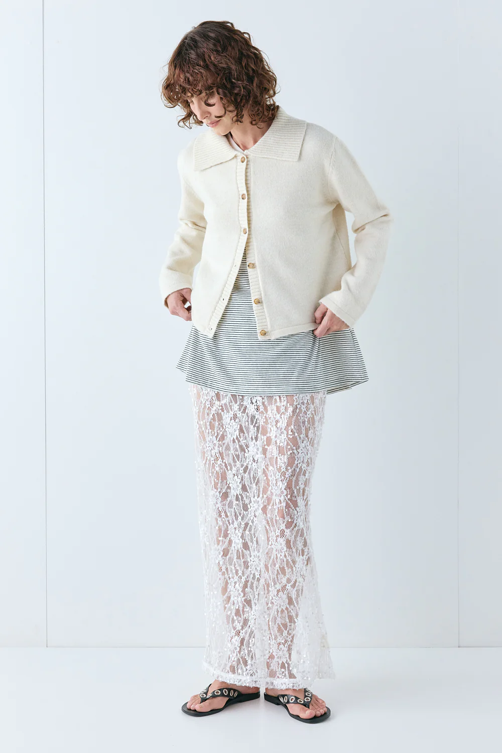 Avery Knit Cardigan Cream - Image 8