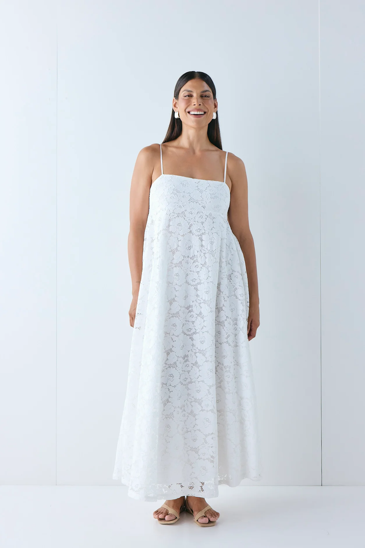 Bianca Lace Maxi Dress White - Image 3
