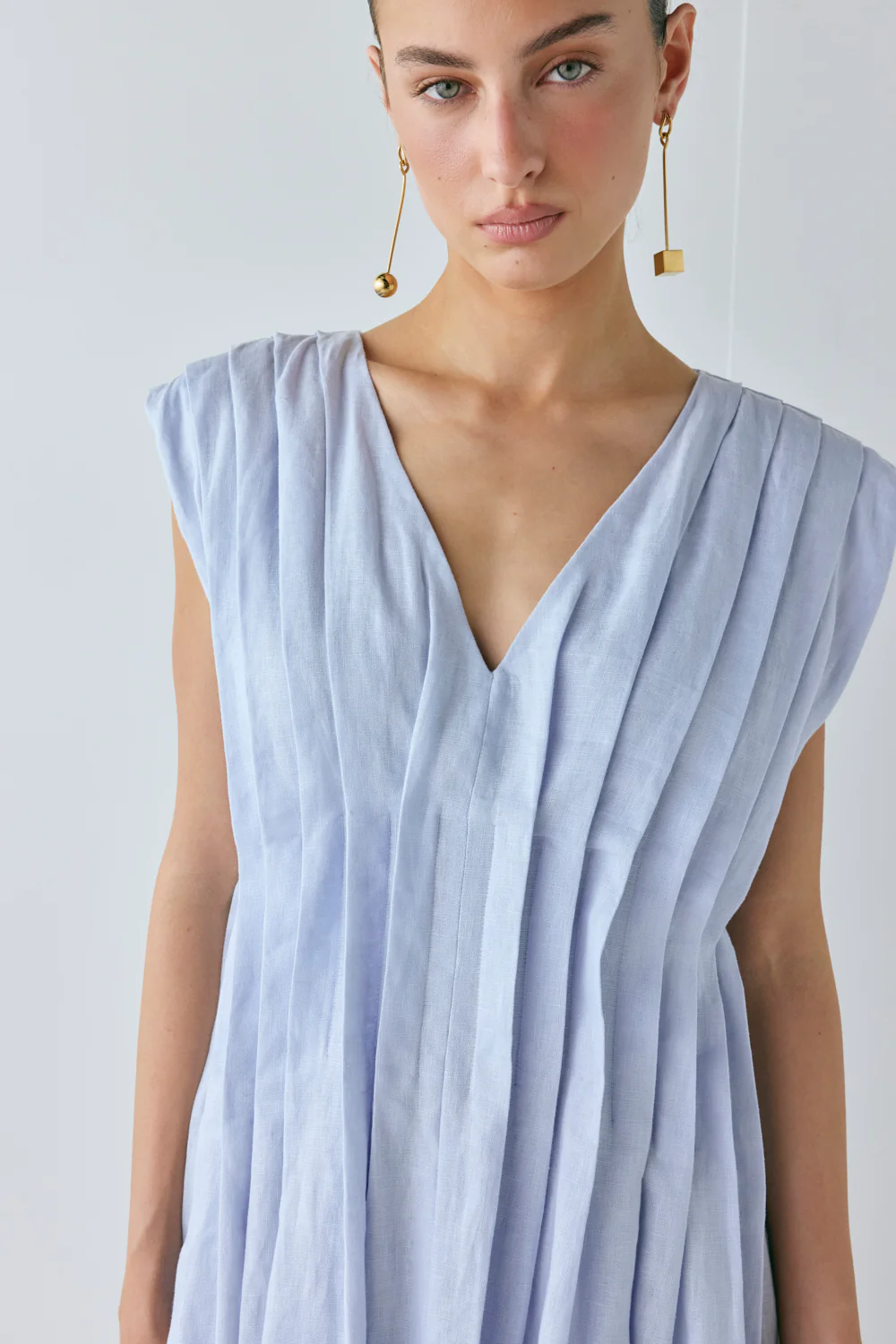 Blanca Linen Midi Dress Powder Blue - Image 2