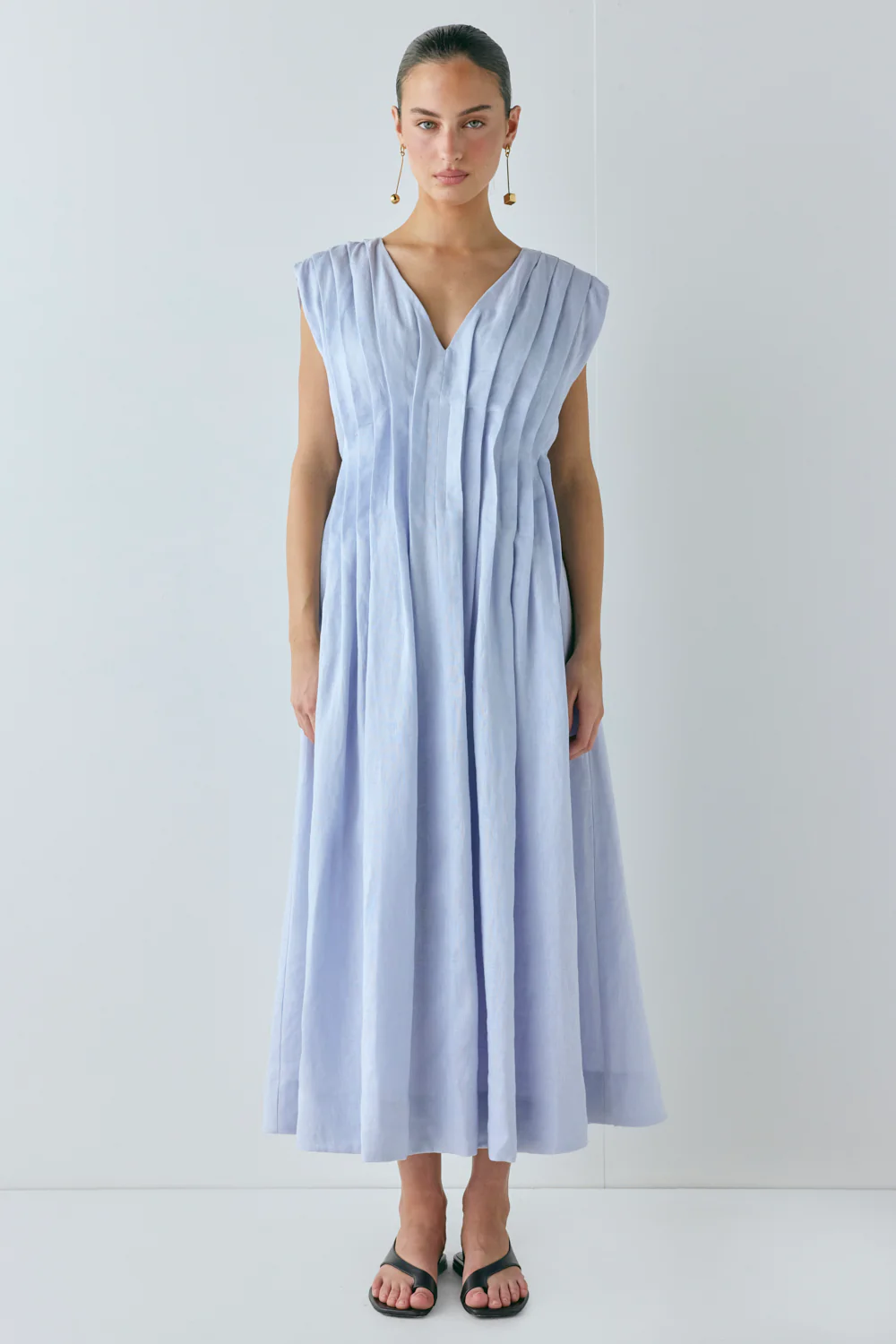 Blanca Linen Midi Dress Powder Blue - Image 5