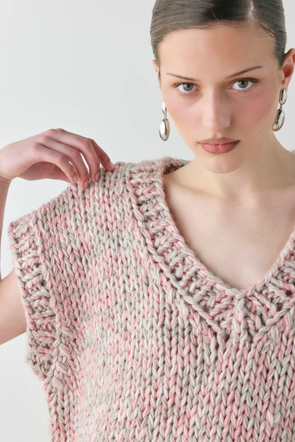 Bobbie Knit Tunic Vest Pink Marle - Image 3