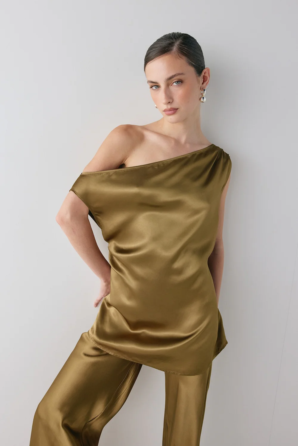 Camille Satin Tunic Top Copper - Image 2