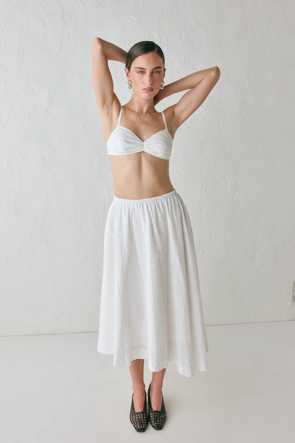 Carlota Anglaise Midi Skirt White - Image 2