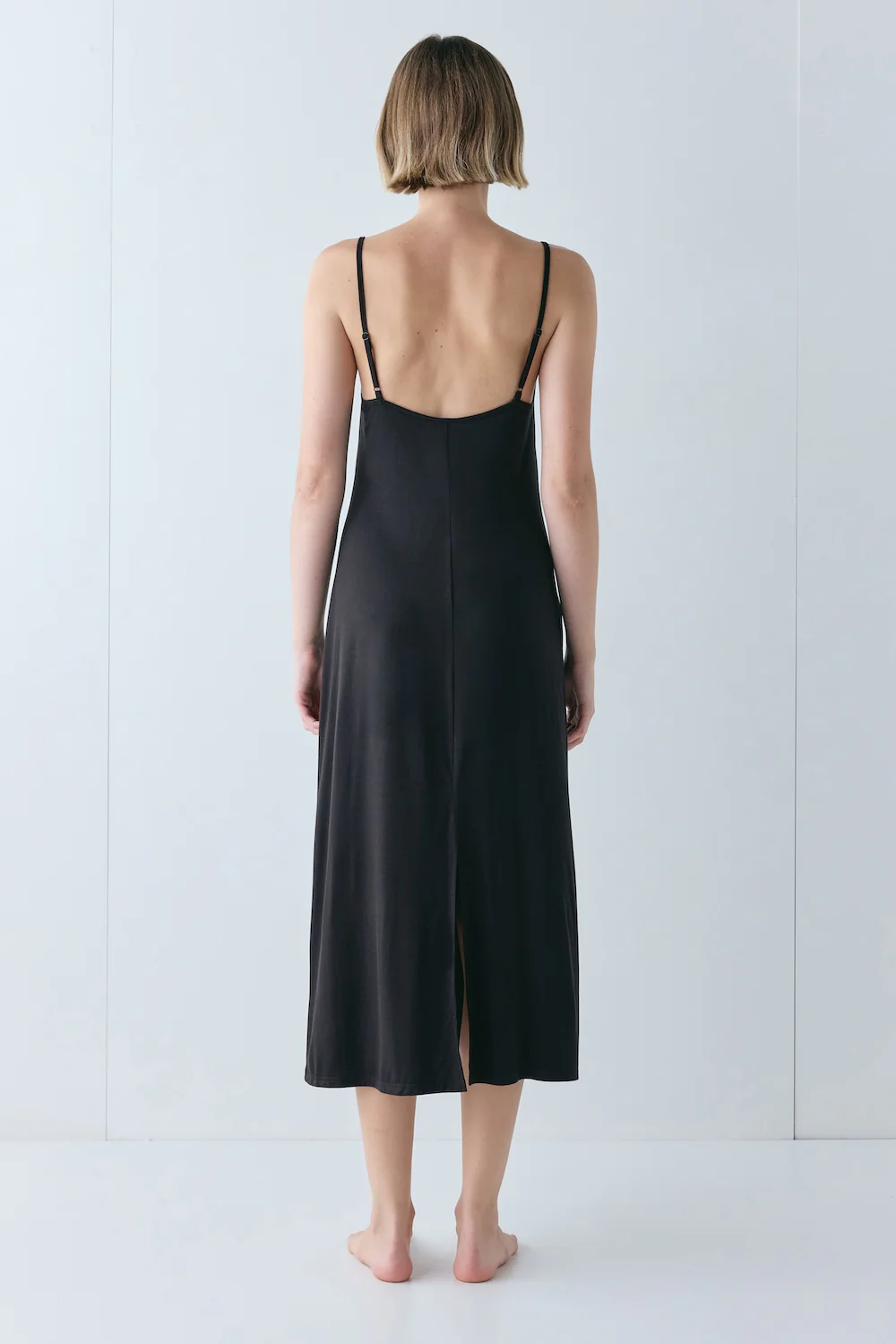 Carrie Midi Slip Dress Black - Image 4