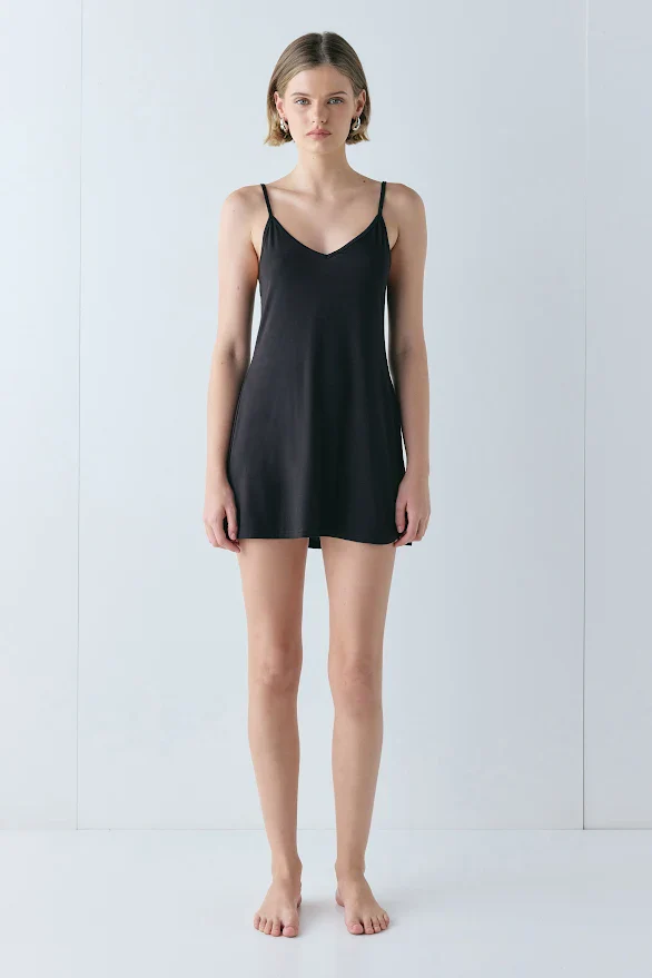 Carrie Mini Slip Dress Black - Image 2